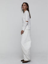 Curved Cotton Pants_White