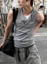 Layered Henley Tank Top