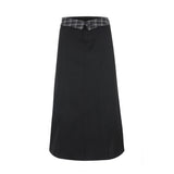Folded check maxi skirt 001