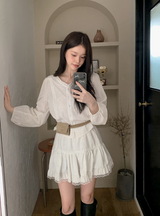 #AR Frill Lace Pintuck Blouse