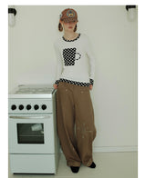 UnsocialNight2025 Autumn New Products Copper Hot Diamond Machete Casual Elastic Waist Mopping Trousers Women