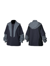 RELABEL Three-Dimensional Composition (Texture) Detachable Hood Fake Two-Piece Multi Wear Texture Checkered Shirt