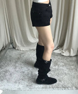 taser low washing cotton shorts