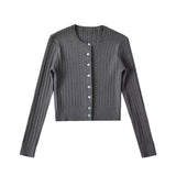 Basic Cable Round Neck Cardigan