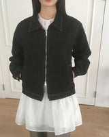 Vocket denim stitch two-way zip-up jacket