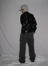 Leather Jersey Zip-Up Jacket