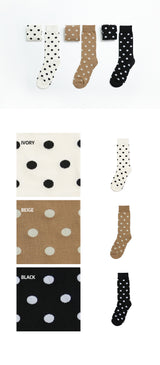[3PACK] 1507 UNISEX DOT BASIC SOCKS - middle dot ivory colorpack