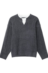 Layered Look Cable Knit Sweater