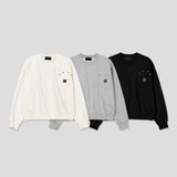 Double pocket patch cropped sweatshirt