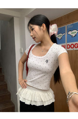 クラシックドットUネッククロップ半袖Tシャツ