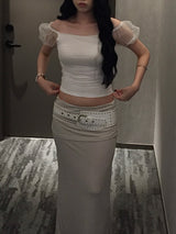 Jelly Shirring Long Skirt