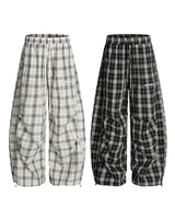 Check Drawstring Loose Fit Pants 232514159