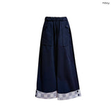 (2color) Check Button Roll-Up Wide Pants