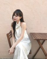 forming pearl satin halter bl