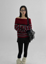 [MADE] Ant Stripe Off-Shoulder Knit