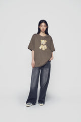 24FW キャットブラッシュウォッシングセミワイドウーマンデニムパンツ ブラック