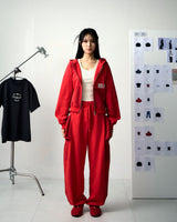 [UPDRAFT]PATCH POCKET COTTON SWEAT PANTS RED for women