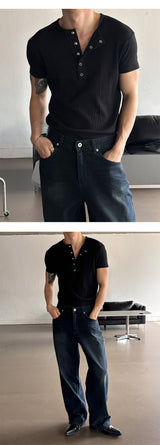 [S/S] High ribbed henry neck half knit(3color)