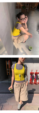 Yellow Sense V-neck sleeveless t-shirt