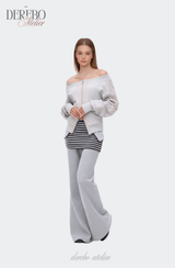 Gradient Off-Shoulder Zip-Up (TOP)