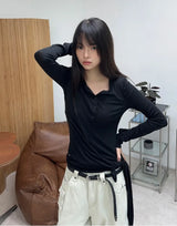 Luen Wrap Henley Neck Long Sleeve