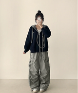 リードニーピンタックヘムストリングワイドパンツ