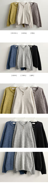 Dove Dotom ヘンリーネックスナップラウンドニット