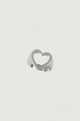 [925SILVER] COOKIE FRAME HEART STUD RING