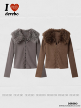 Tinker Bell Fur Wide Collar Long-Sleeved T-Shirt