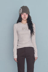 SIDE RIBBON SWIRLY BEANIE BROWN