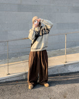 Plush heavy corduroy brushed pants