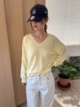 v neck loose knit top