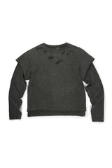 DAMAGE LAYERED L/S TEE (CHARCOAL)