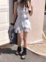 Hazle Cancan Ribbon Strap Sleeveless Mini Dress