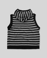 Broad Stripe Knit Hoodie Vest