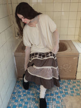 Back ribbon flare top / ivory