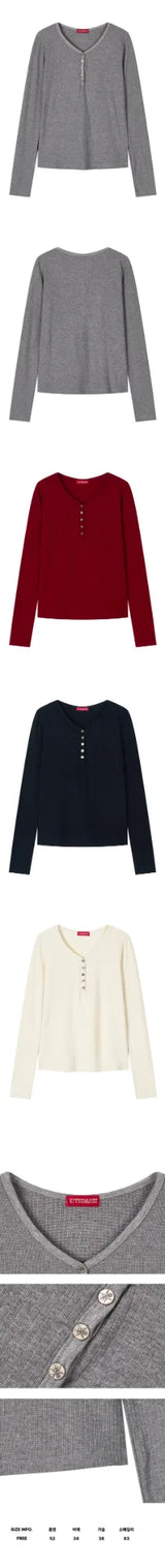 Ribbed Henley Neck Long Sleeve (26FTP-LSTS03)