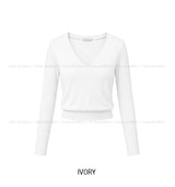 Pint Crop V-Neck Slim Long Sleeve