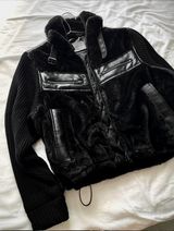 Fur leather winter mustang + deep black knit