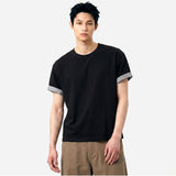 ロールスリーブクロップド半袖Tシャツ ブラック
