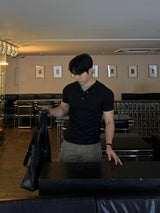 Snap layered muscle short-sleeve t-shirt