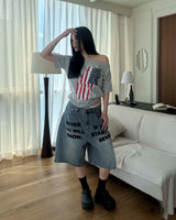 [Unisex] バミューダデニムパンツ