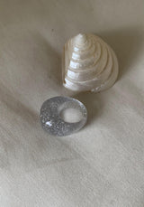 Silver glitter bold ring