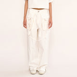 Layered Pocket Pant - White