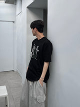 ブラックキャットプリントハーフスリーブ