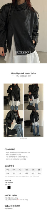 Move high neck leather jacket