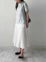 Stitched Cotton Flare Long Skirt