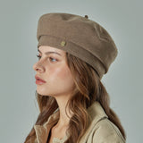 VA Curved Oval Metal Blended Beret  / Mocha Brown