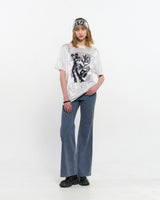 ベルベットプリントオーバーサイズTシャツ _ WHITE