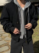 Field denim hood zip-up